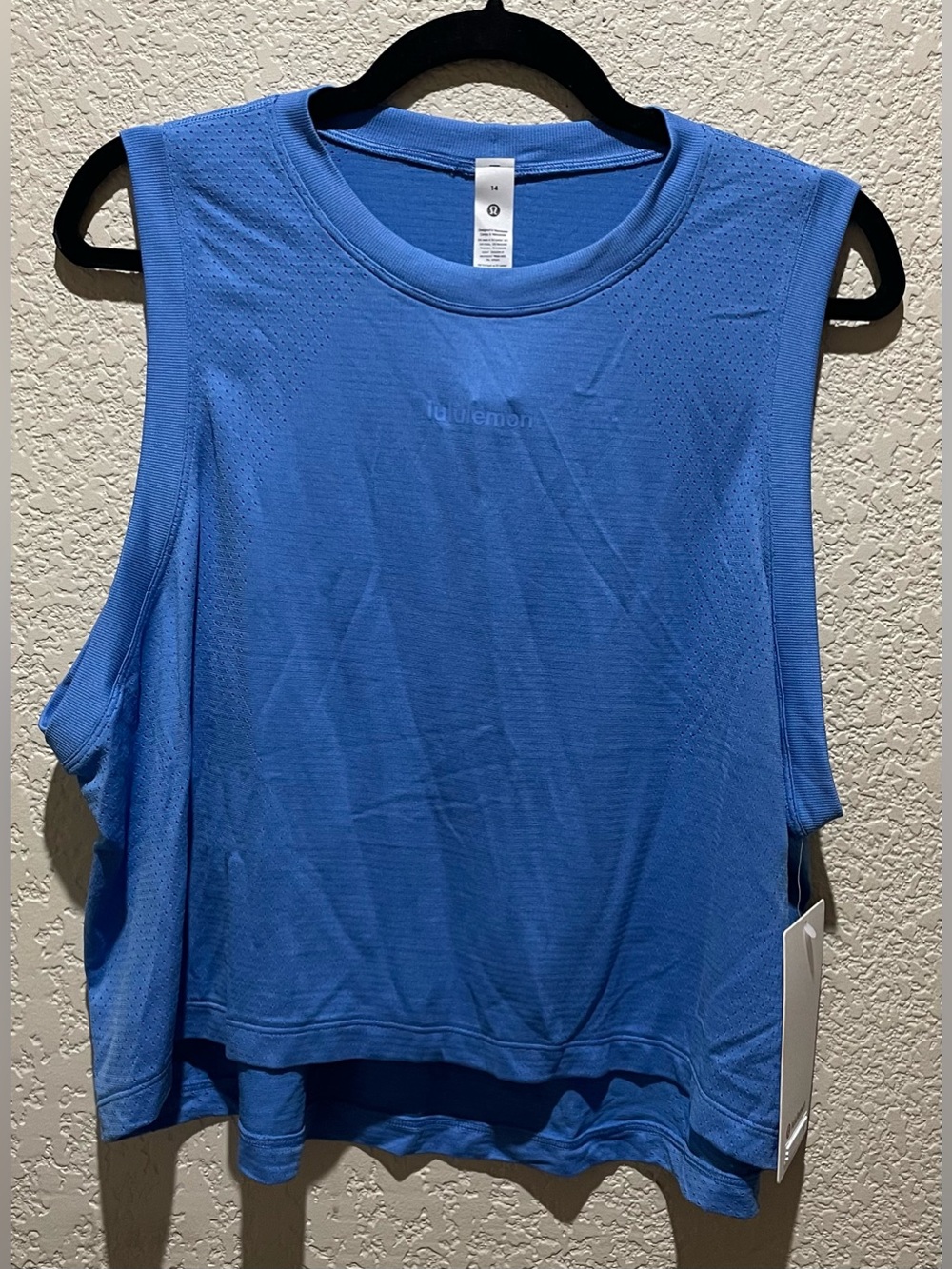 Lululemon NWT Swiftly High Low Cropped Tank Top Pool Party Blue Size 14 - Picture 6 of 11